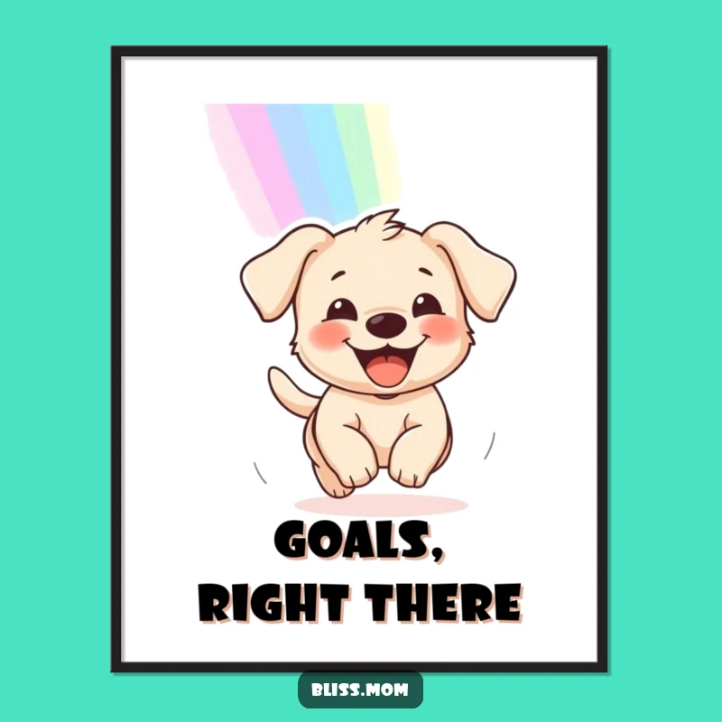 Funny Puppy Rainbow Chase Poster: Brighten Your Walls, Great Gift!