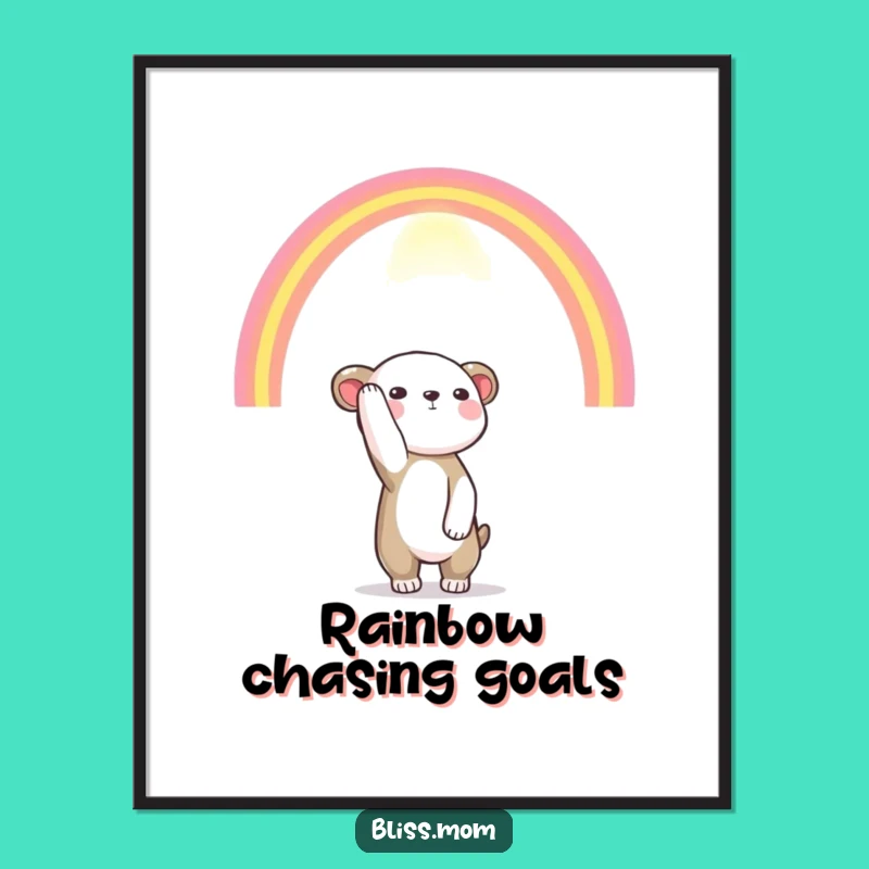 Funny Rainbow Reach Animal Poster: Inspiring Art, Amazing Funny Gift for Walls