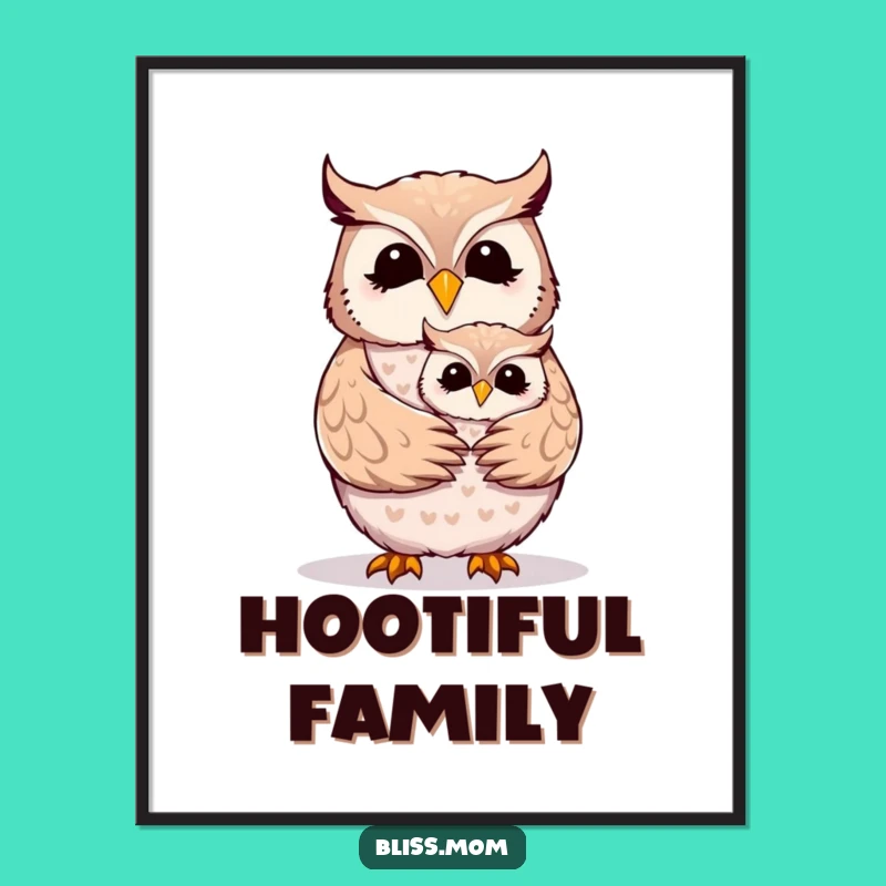 Funny Mother Owl Hug Poster - Heartwarming Bird Family Art Gift