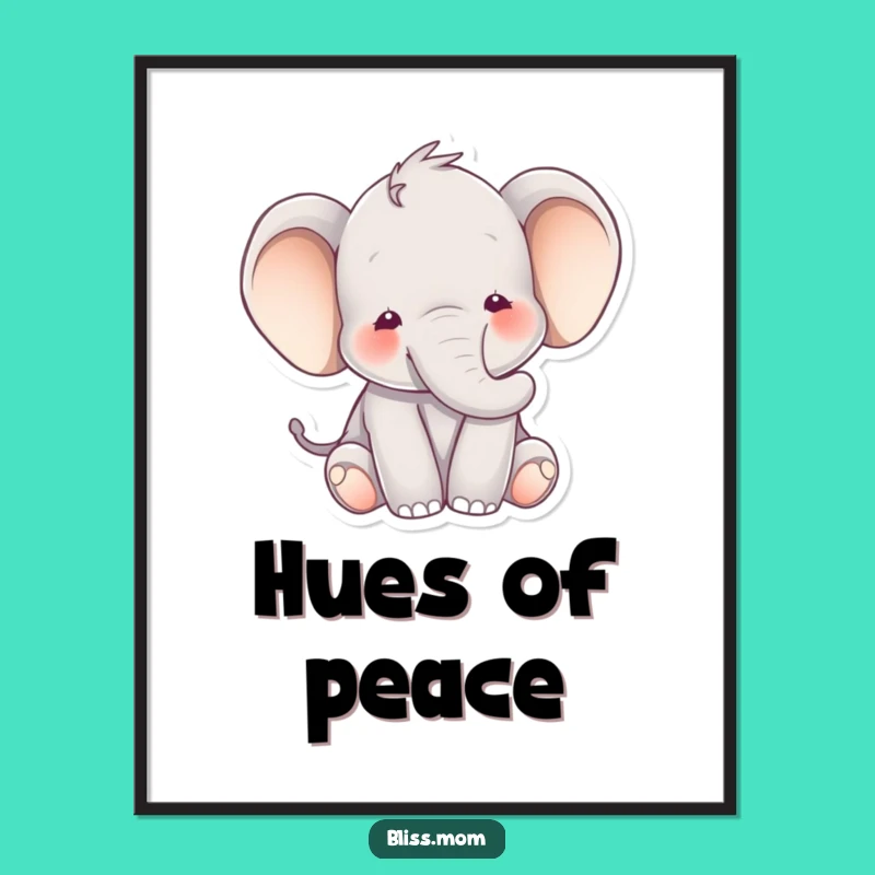Funny Elephant Peace Poster - Serene Gentle Giant Wall Art