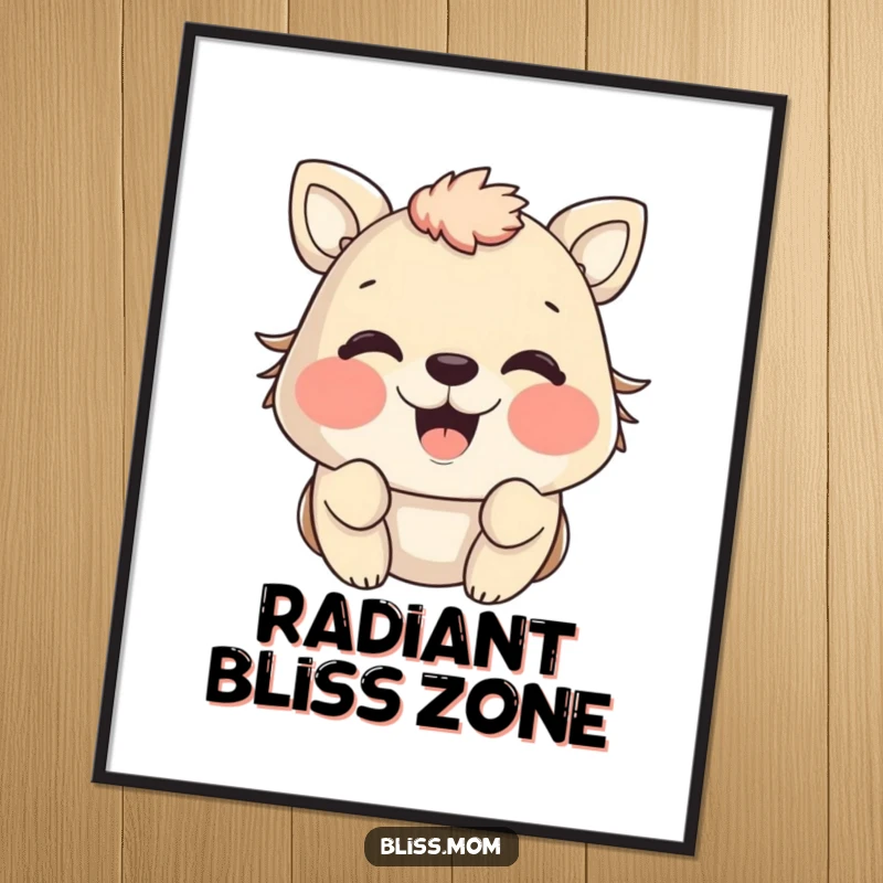 Funny animal poster with cheeks puffed out in adorable happiness, creating a joyful and uplifting wall art piece.