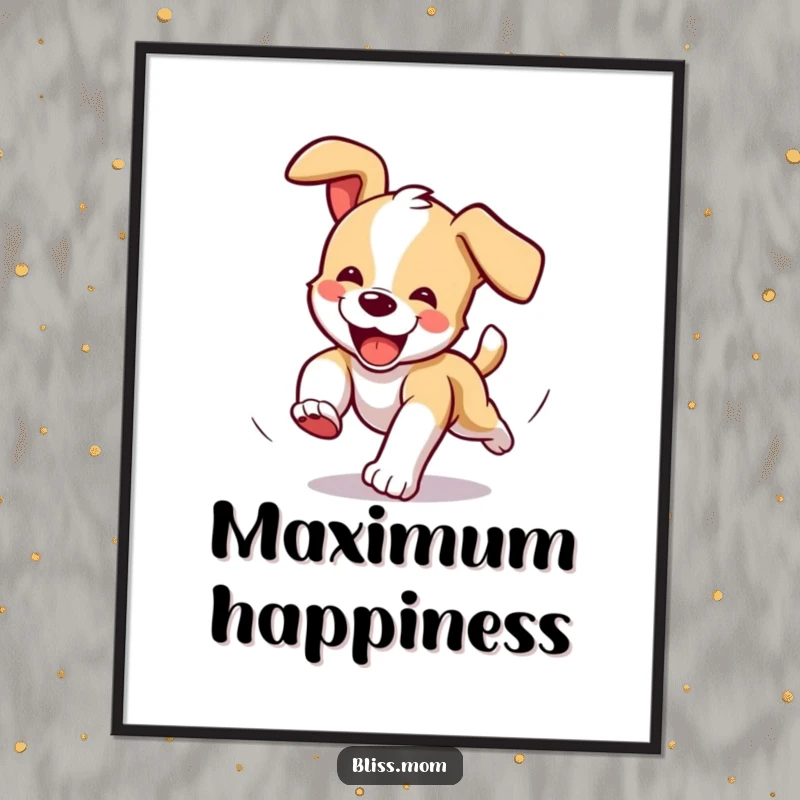 Funny Poster: A puppy joyfully spins in circles while chasing its tail with ecstatic energy.