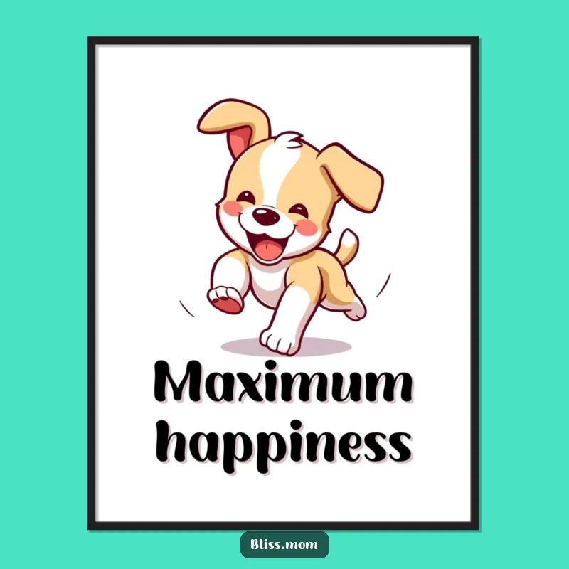 Funny Puppy Tail Chaser Poster: Joyful Art for Dog Lovers