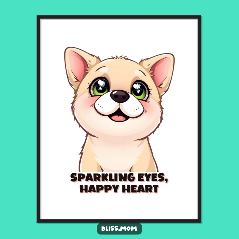 Funny Dog Delight Poster: Content Canine Joy with Sparkling Eyes