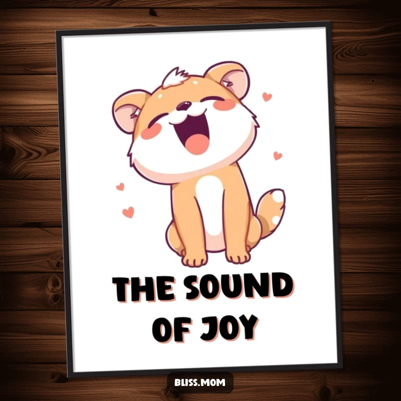 Funny poster of an animal roaring with laughter, head tilted back, conveying extreme happiness and a humorous, uplifting vibe.