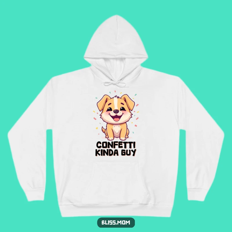 Funny Dog Confetti Hoodie - Cozy Celebration Sweatshirt, Hilarious Gift