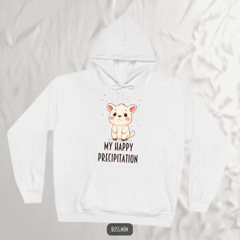 Funny animal hoodie enjoying a delightful shower of confetti, symbolizing warmth, joy, and celebratory spirit.