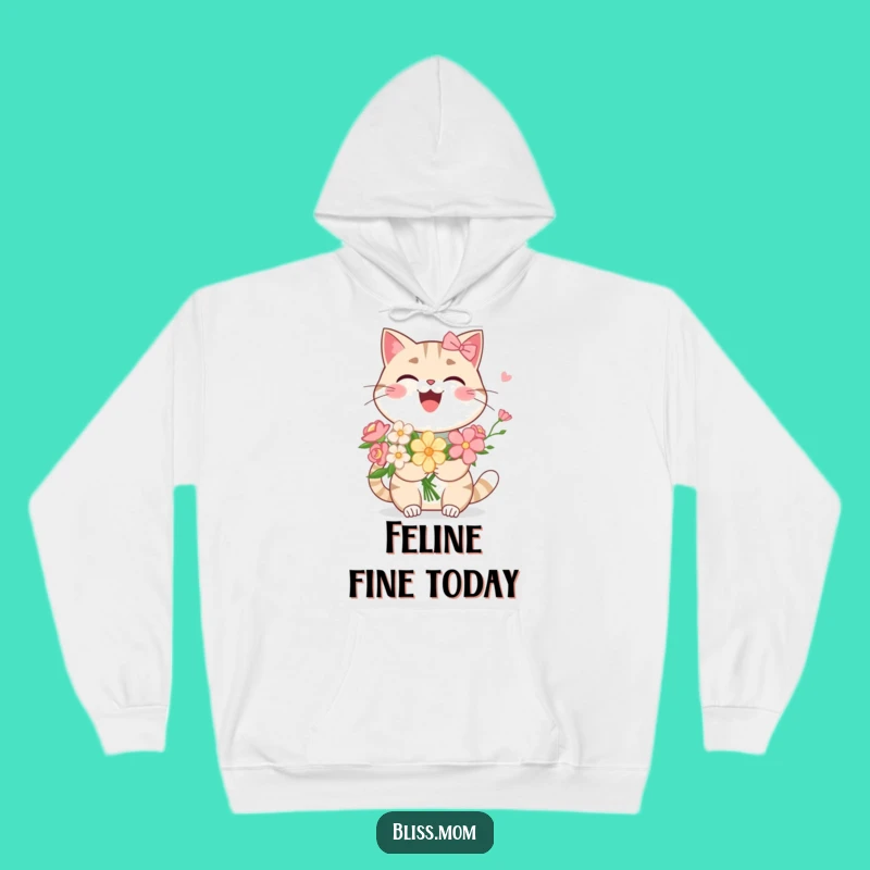 Cozy Funny Kawaii Cat Mom Hoodie: Laughing Flower Lover, Ultimate Funny Gift