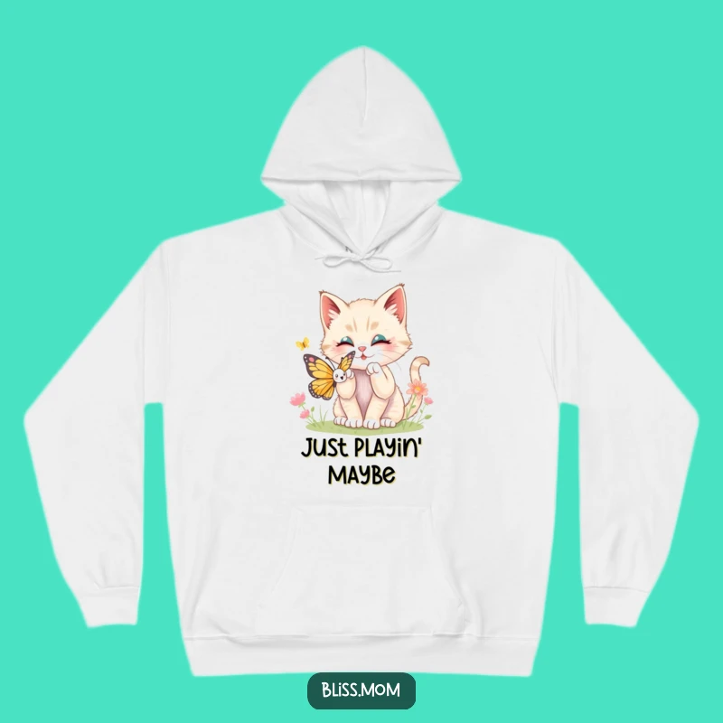 Cozy Funny Kawaii Kitten Butterfly Hoodie: Warm Adorable Pet Gift