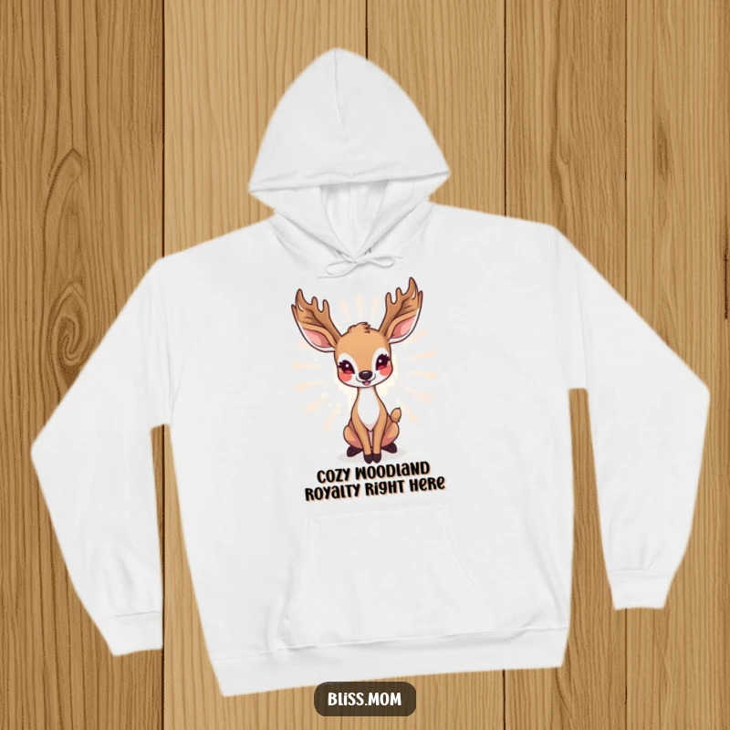 Funny deer mom hoodie depicting a radiant doe in a graceful, happy pose, offering comfort and maternal charm.