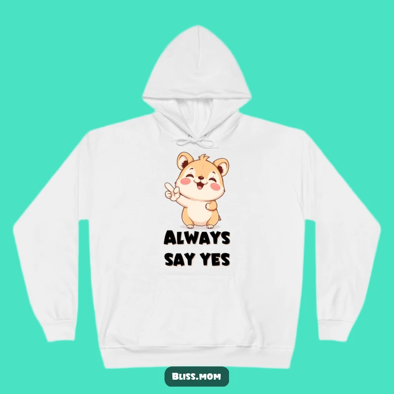 Funny Cozy Hoodie: YES Animal Joy, Warm Embrace of Positivity