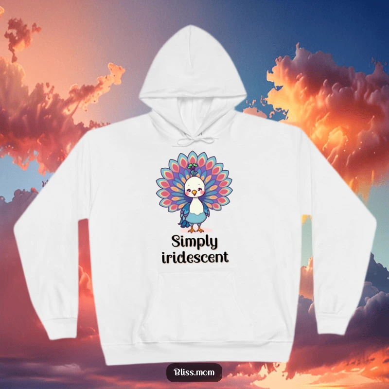 Funny Kawaii Peacock Mom Hoodie, proudly displaying colorful tail feathers, offering cozy comfort and elegant pride.
