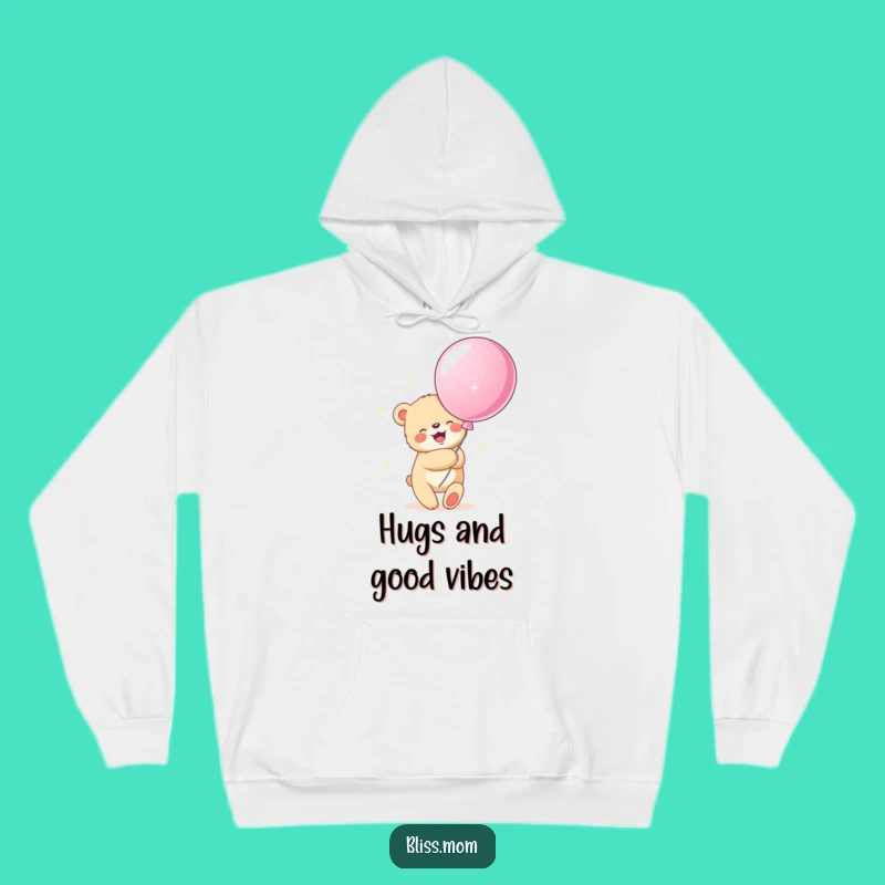 Funny Bear Cub Balloon Hug Hoodie: Cozy Comfort & Cheerful Vibes!