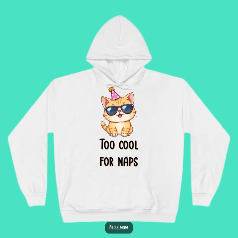 Funny Giggling Cat Sunglasses Party Hat Hoodie: Cozy & Hilarious Gift!