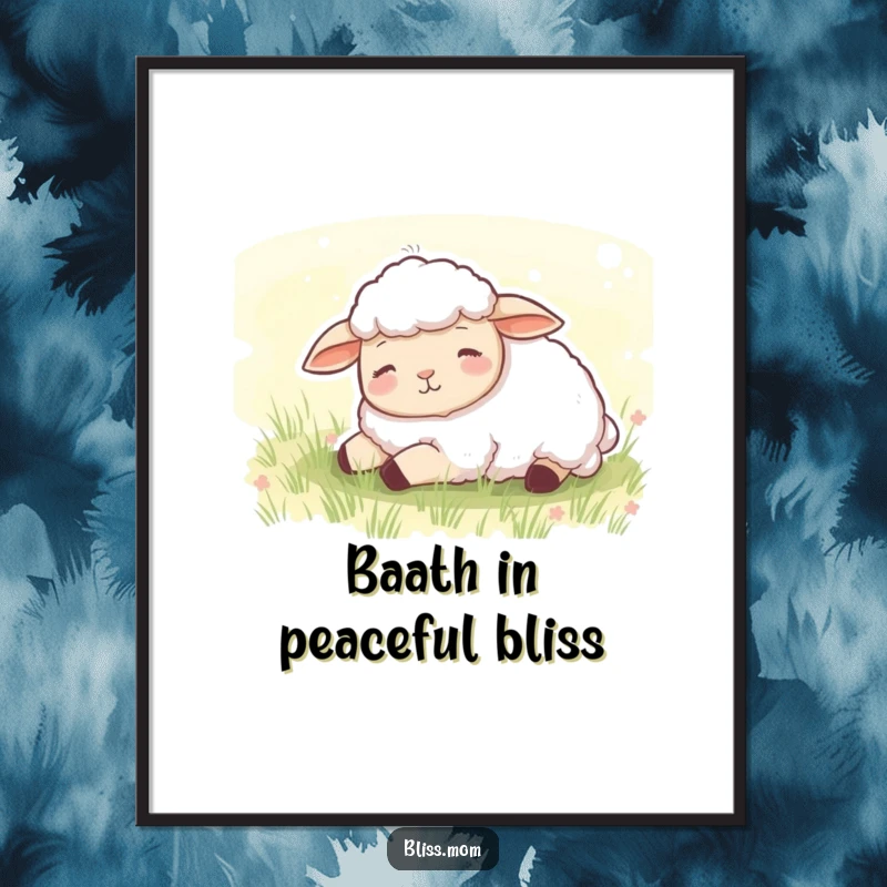 Funny Free Printable Wall Art: A content sheep peacefully dozing in a soft, green meadow, bringing tranquility to any wall.