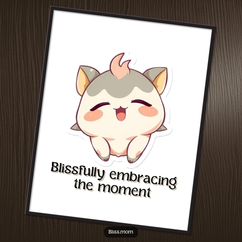 Funny Free Printable Wall Art: Creature with eyes closed, ecstatic smile, head tilted back in utter bliss.