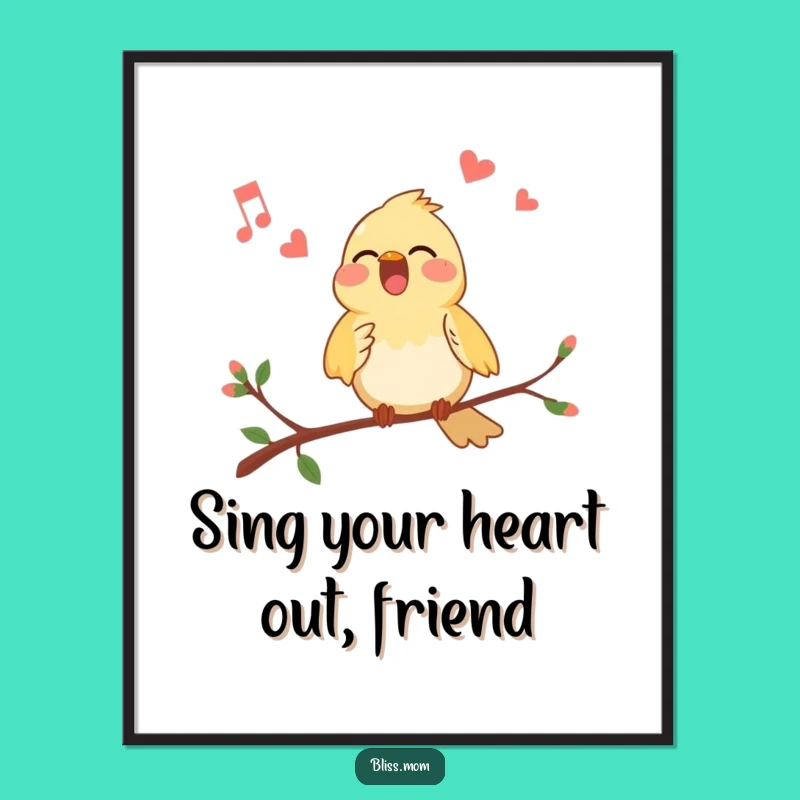 Free Printable Bird Wall Art: Cheerful Singing Songbird Home Decor Downloadable!