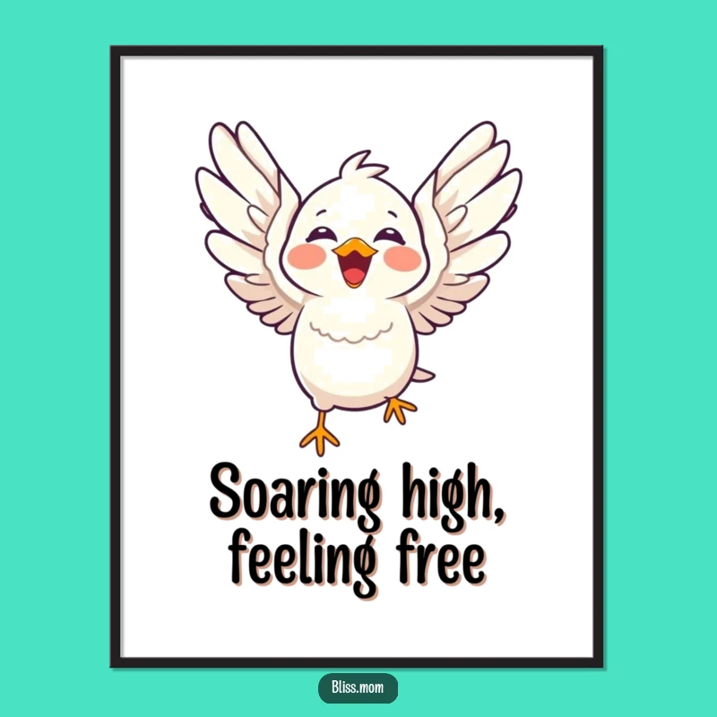 Free Printable Bird Wall Art: Funny Flying Bird downloadable gift!