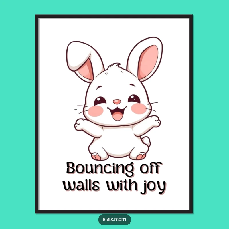 Free Printable Bunny Wall Art: Funny Bouncing Bunny downloadable gift!