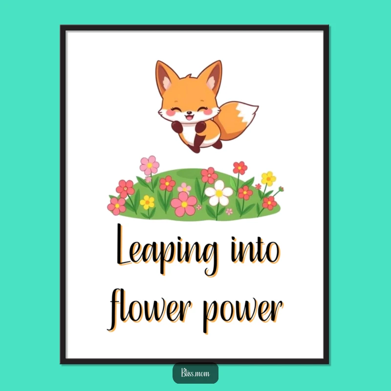 Free Printable Fox Wall Art: Funny Jumping Fox downloadable gift!