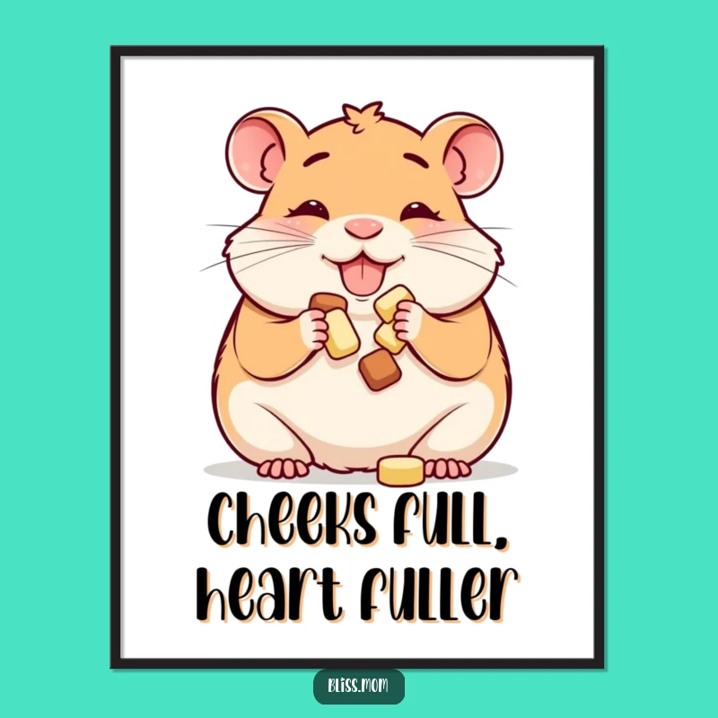 Free Printable Hamster Mom Wall Art: Cheeks Full, Treat Time Downloadable Decor