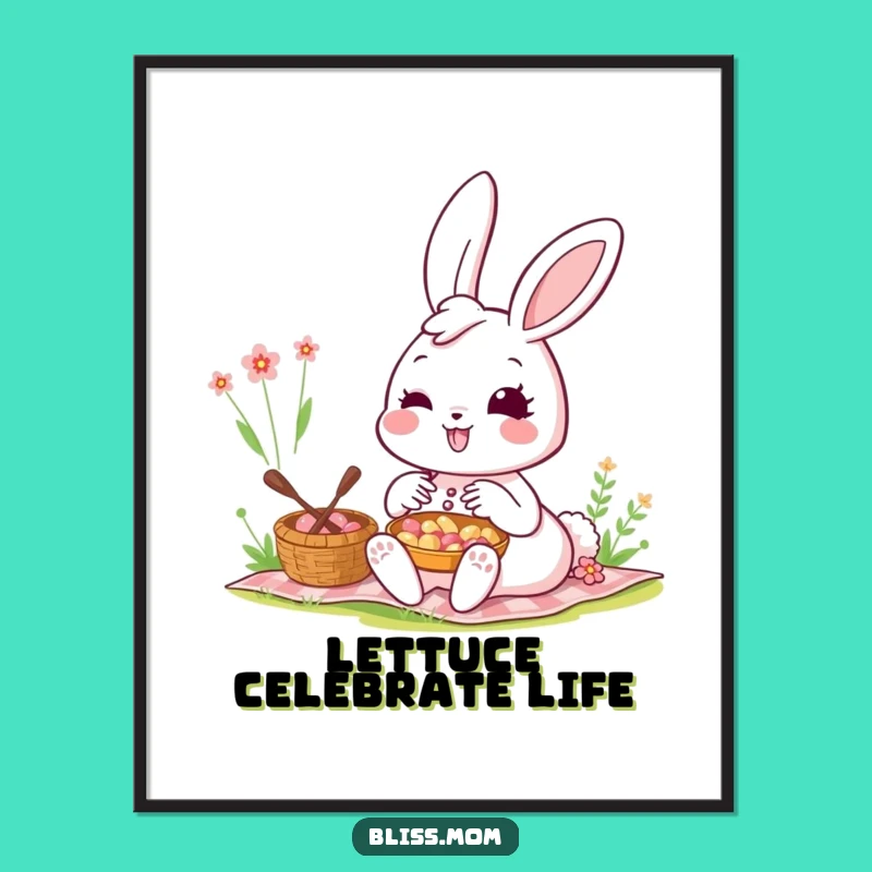 Free Printable Kawaii Bunny Mom Wall Art - Funny Downloadable Home Decor