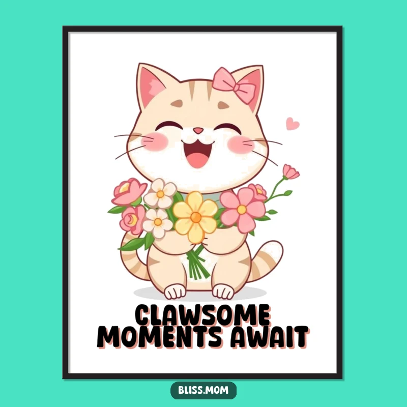 Free Printable Kawaii Cat Mom Wall Art - Funny Downloadable Home Decor