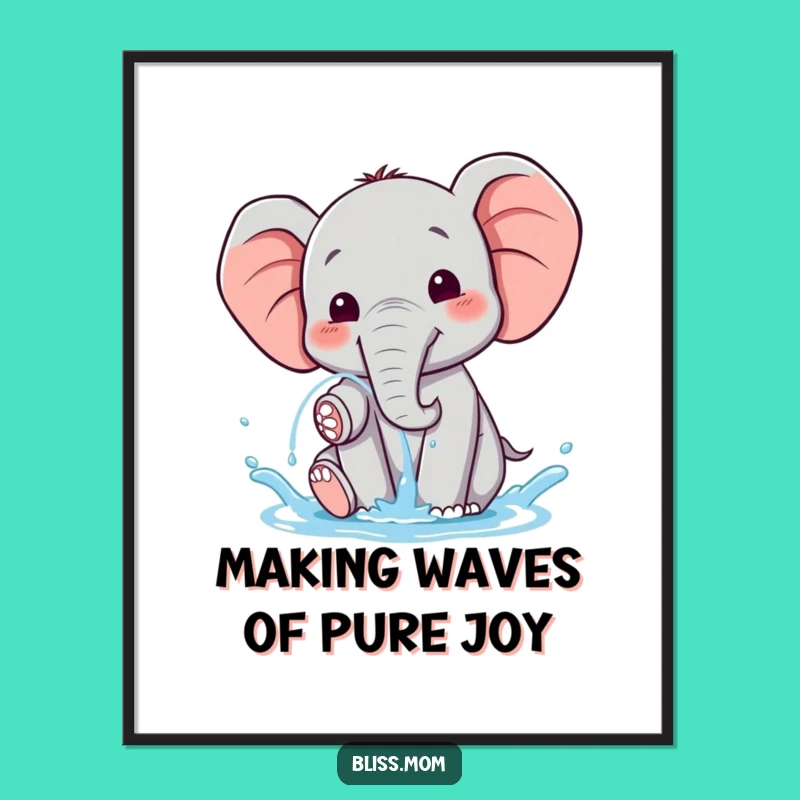 Free Printable Kawaii Elephant Wall Art - Funny Downloadable Decor for a Joyful Room