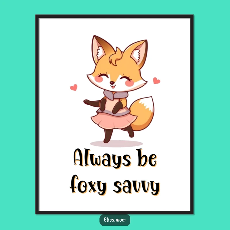 Free Printable Kawaii Fox Mom Wall Art - Funny Downloadable Home Decor