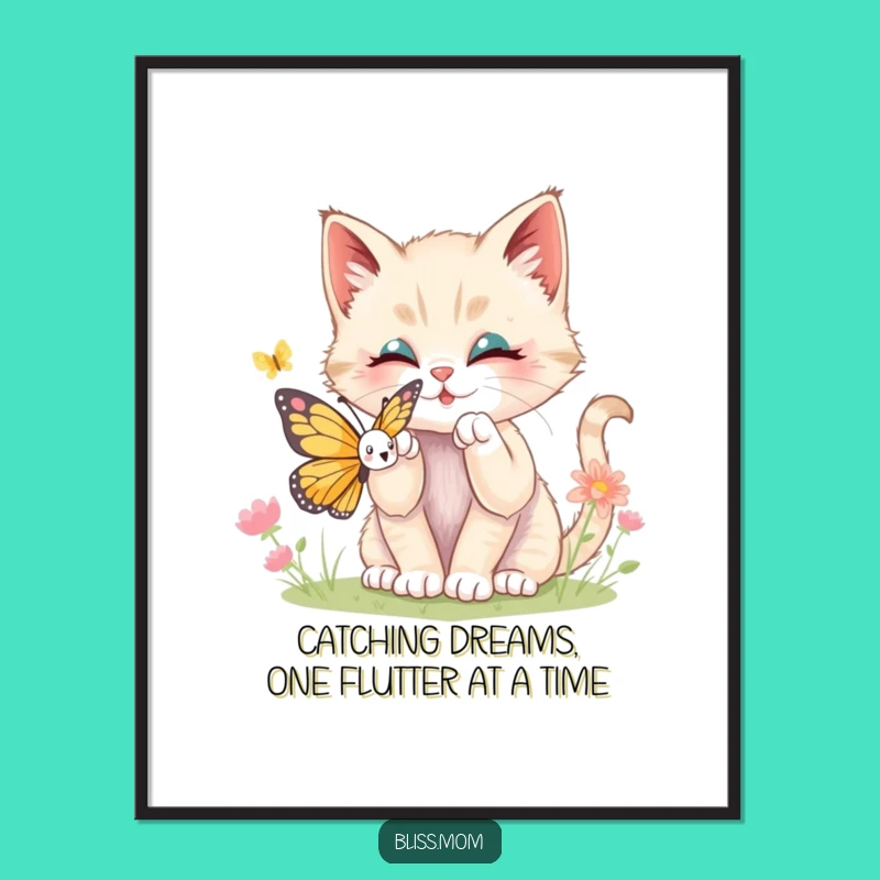 Free Printable Kawaii Kitten Wall Art - Funny Downloadable Decor for Cat Lovers