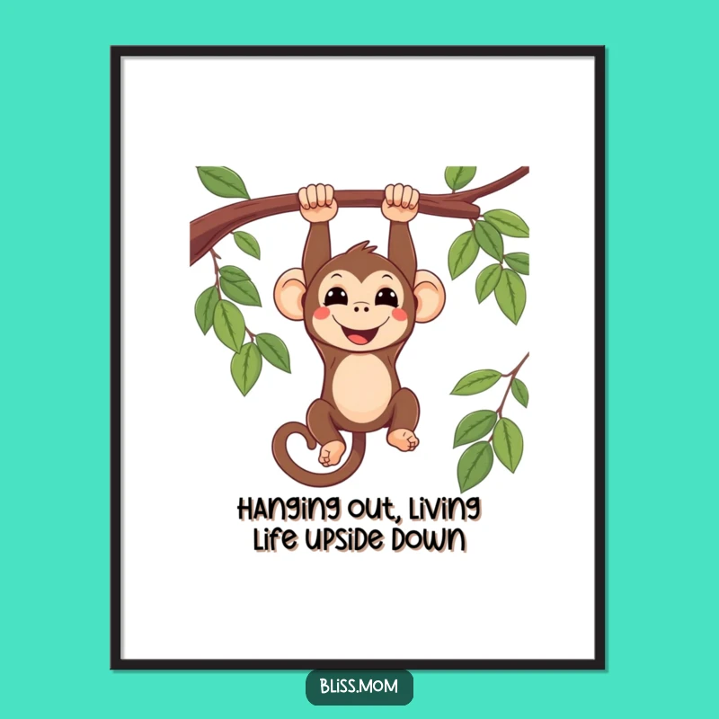 Free Printable Kawaii Monkey Wall Art - Funny Downloadable Decor for Playful Spaces