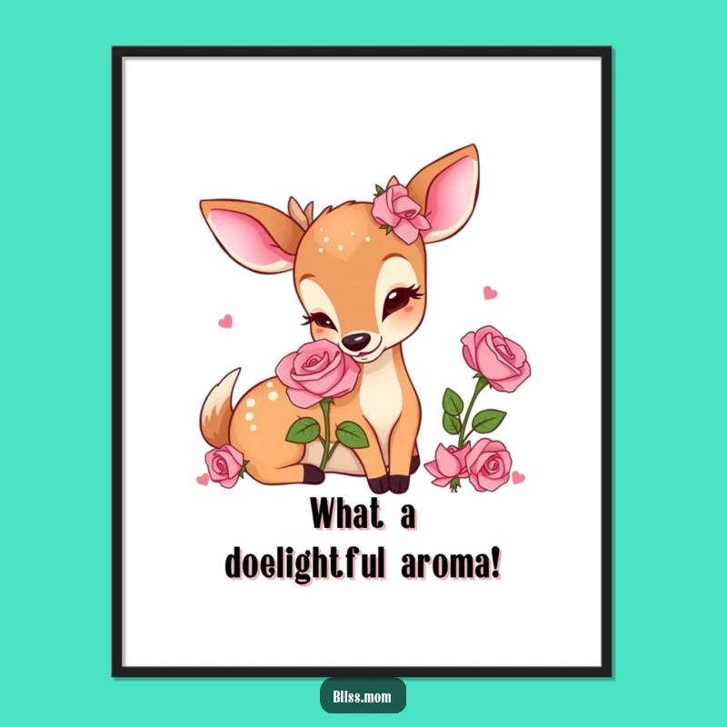 Free Printable Wall Art: Funny Deer Mom Rose Art - Adorable Downloadable Decor