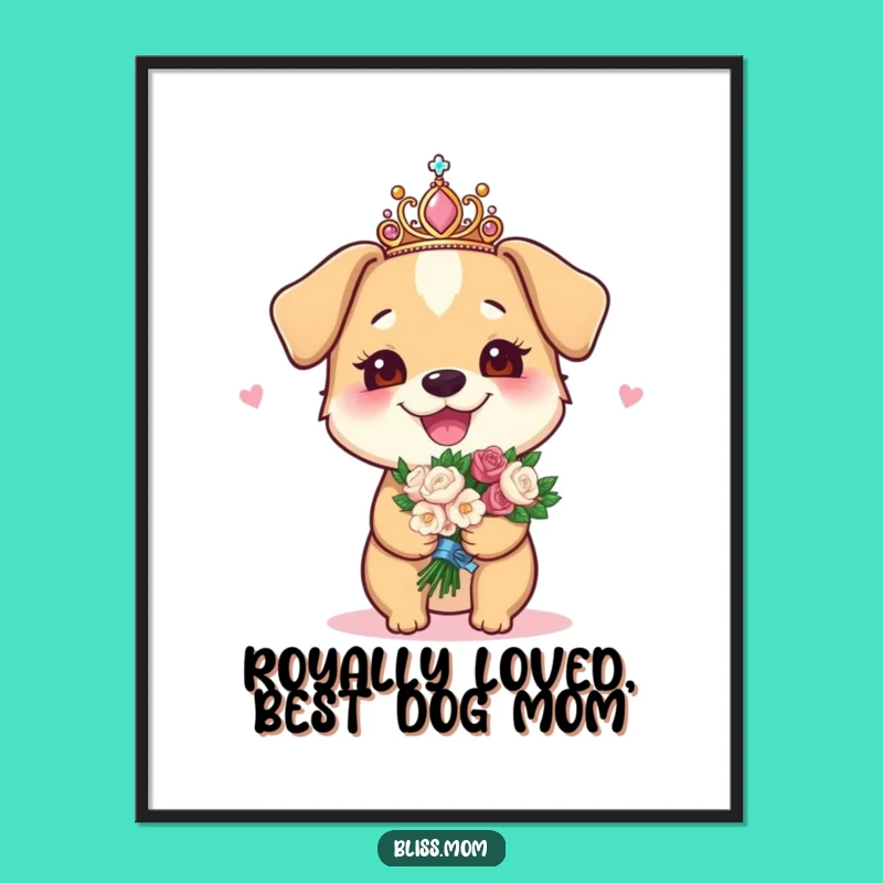 Free Printable Wall Art: Funny Dog Mom Tiara Art, Downloadable Decor Gift