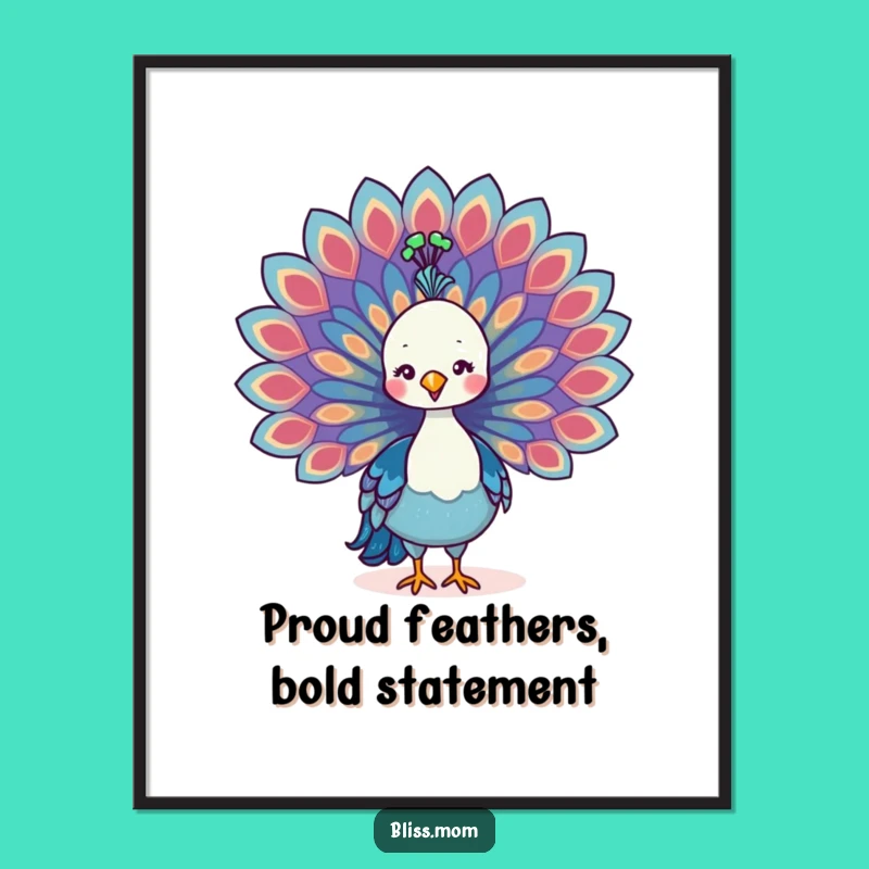 Free Printable Wall Art: Funny Peacock Mom Feathers - Majestic Downloadable Decor