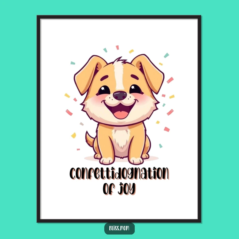 Free Printable Wall Art: Happy Dog Confetti - Funny Downloadable Decor