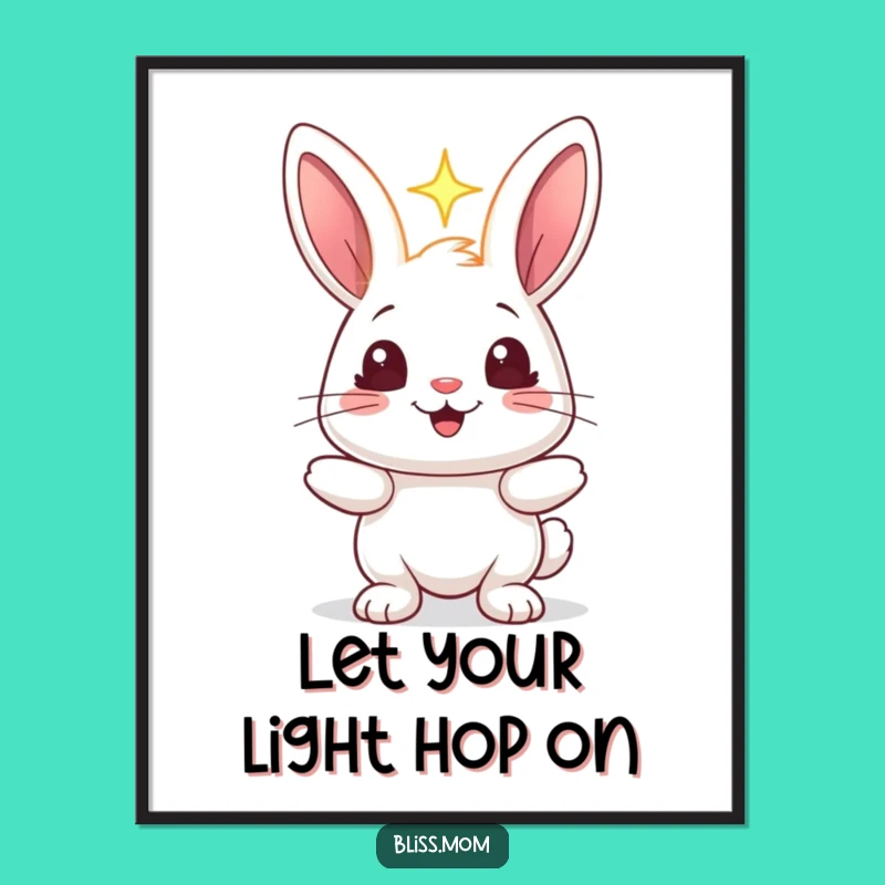 Free Printable Rabbit Light Art: Funny Humorous Downloadable Digital Art for a Cheerful Space