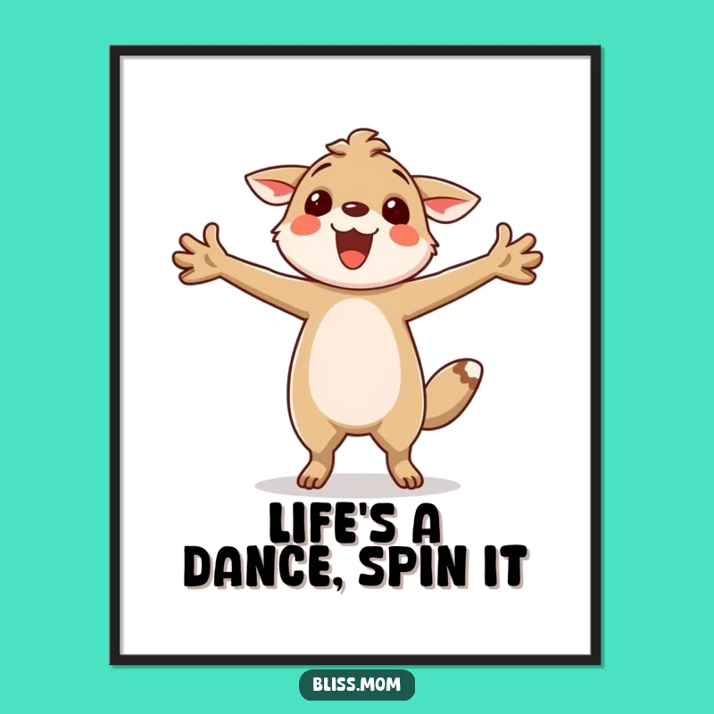 Funny Free Printable Wall Art: Joyful Twirling Animal Decor, Downloadable Art