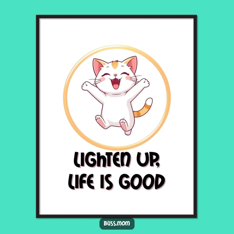 Free Printable Cat Hoop Jump Art: Funny Humorous Downloadable Digital Art for Home Decor