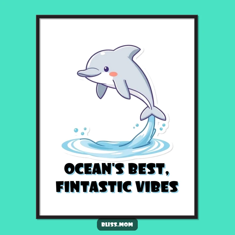 Free Printable Wall Art: Gleeful Kawaii Dolphin Art - Hilarious Downloadable Decor