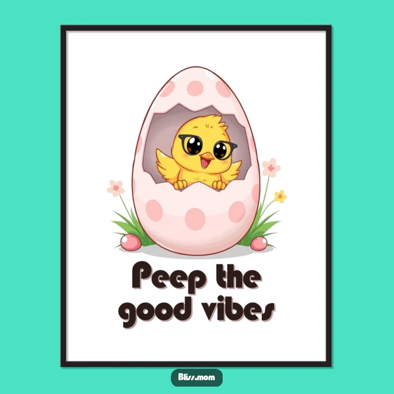 Free Printable Chick Mom Easter Wall Art - Peeking Egg Downloadable Decor
