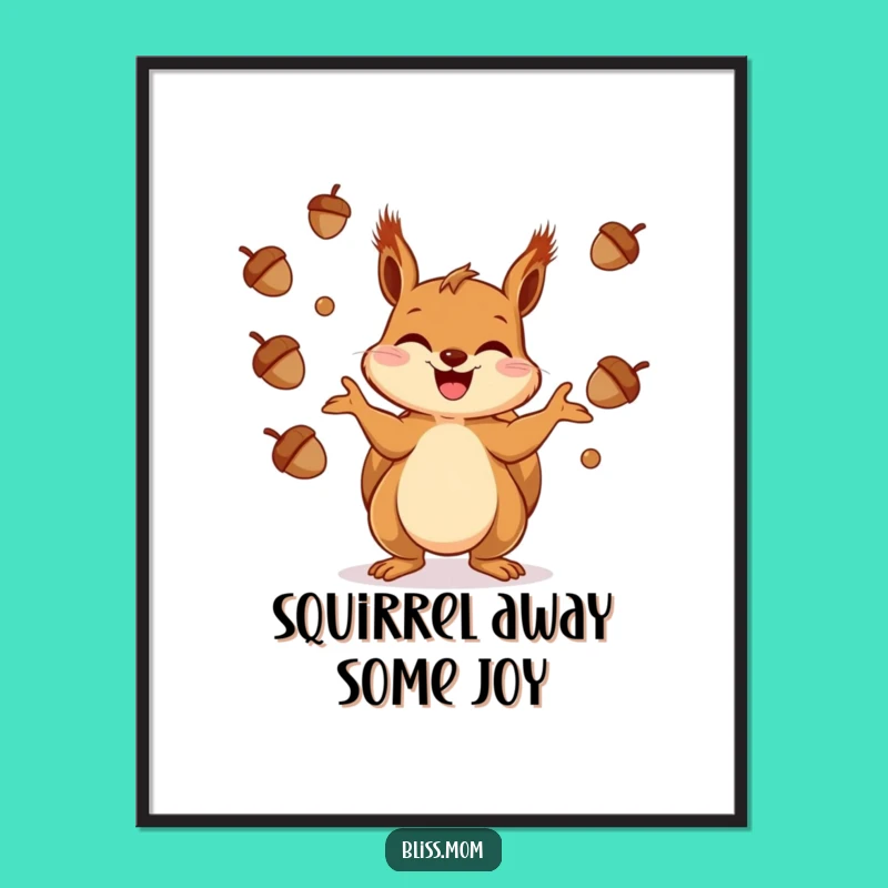 Free Printable Squirrel Wall Art: Juggling Acorns Playful Home Decor Downloadable!