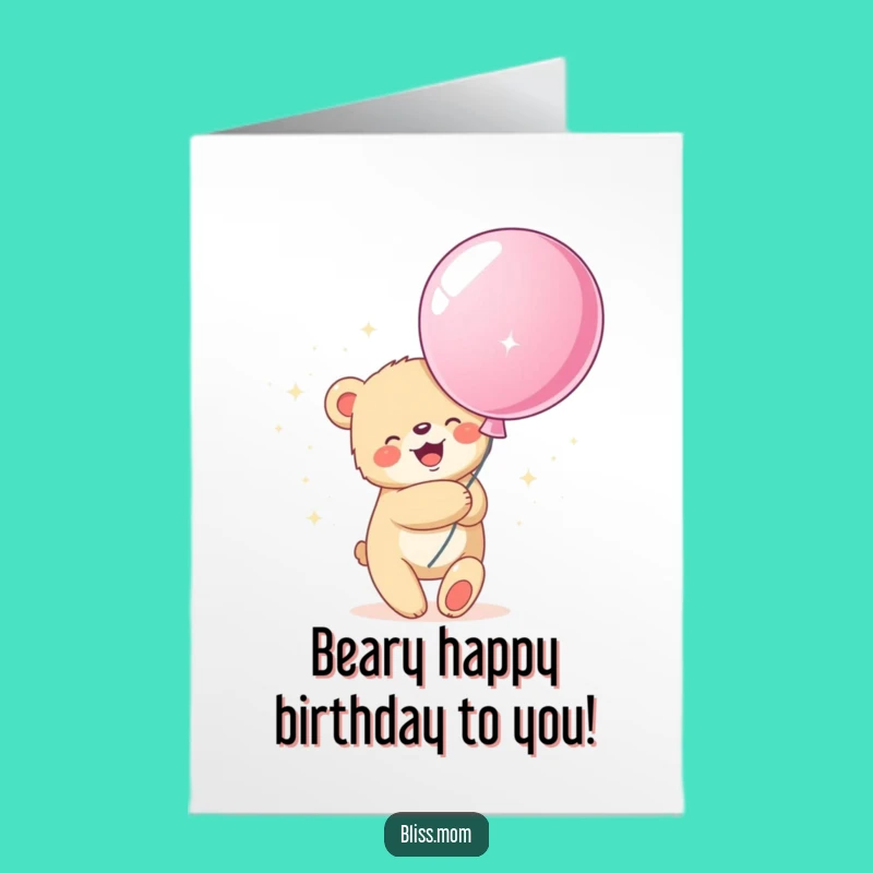 Free Printable Birthday Card: Bear Hugging Balloon - Sweet Downloadable Gift!