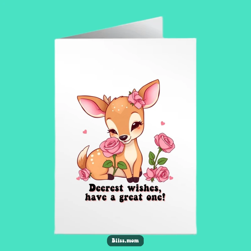 Free Printable Funny Deer Mom Birthday Card - Delightful Rose Sniffing Downloadable Gift