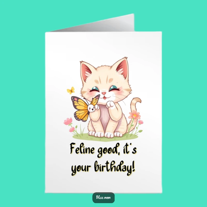 Free Printable Kawaii Kitten Birthday Card - Funny Downloadable Gift for Cat Lovers