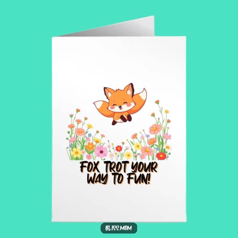 Free Printable Fox Birthday Card: Funny Leaping Fox Downloadable Gift for Nature Lovers