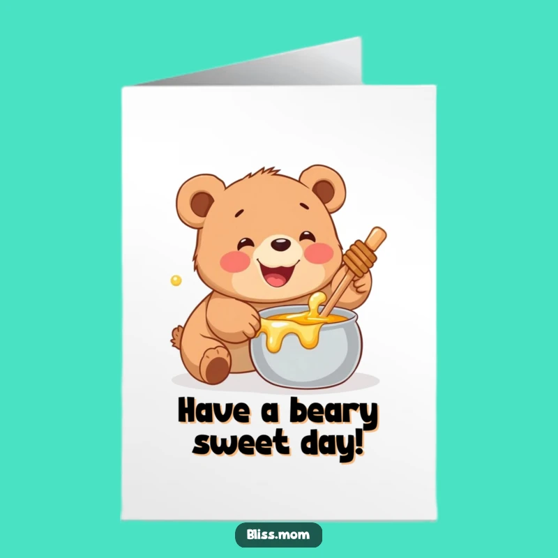 Free Printable Bear Birthday Card: Sweet Honey Cub Birthday Downloadable Gift!