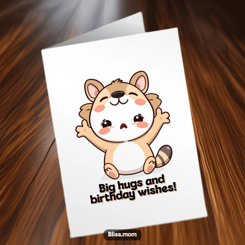 Funny Free Printable Birthday Card: An animal stands with arms wide open, expressing pure delight and joyous celebration.