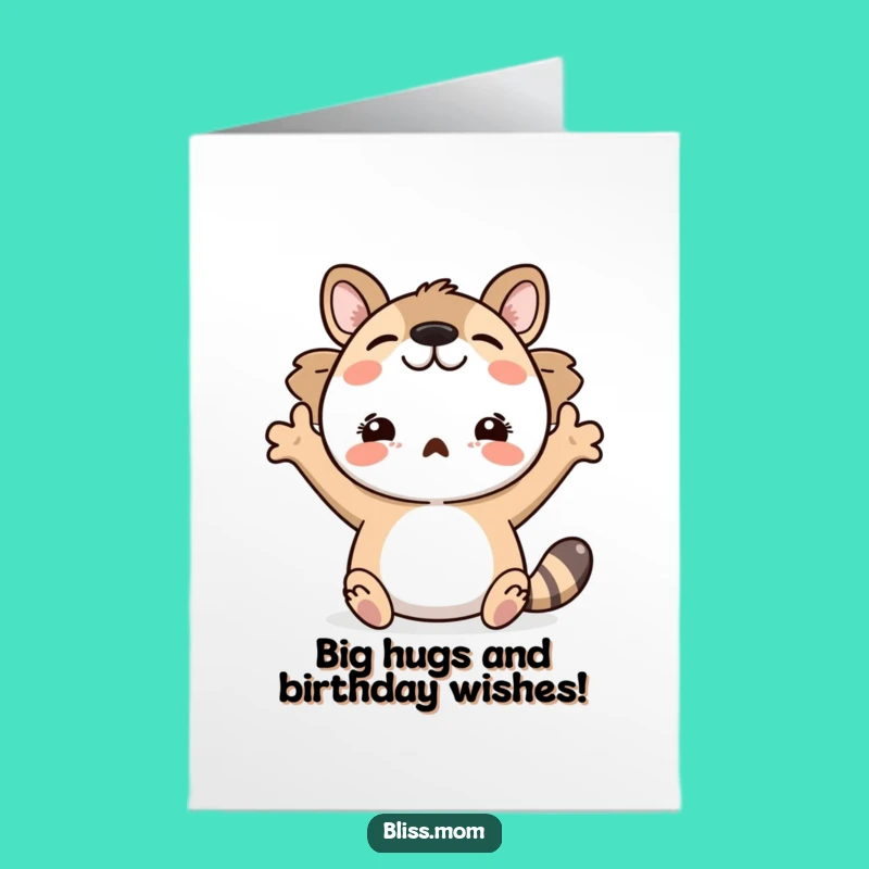 Free Printable Birthday Card: Delighted Animal Hugs, Funny Downloadable Gift for a Joyful Celebration