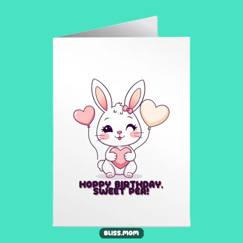 Free Printable Birthday Card: Funny Bunny Mom Heart Balloon, Perfect DIY Downloadable Gift