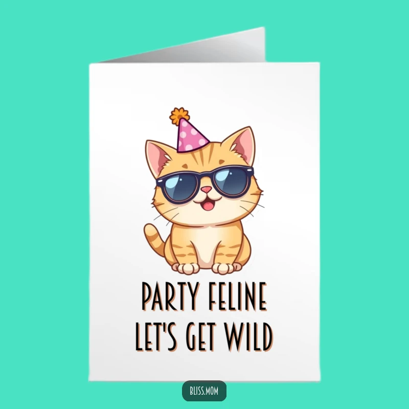 Free Printable Birthday Card: Giggling Cat with Sunglasses - Funny Downloadable Gift!